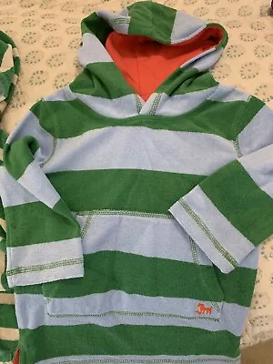 Mini Boden 1.5-2y Swim Coverup Blue/green Cotton Striped Beach Terrycloth Hooded • $15