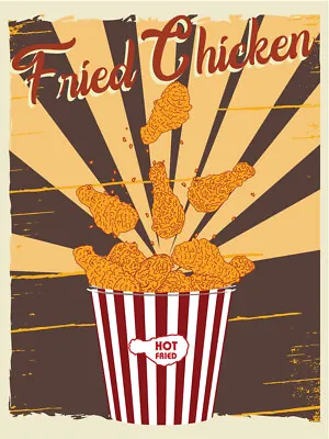 Fried Chicken Vintage Retro Metal Sign • £4.99