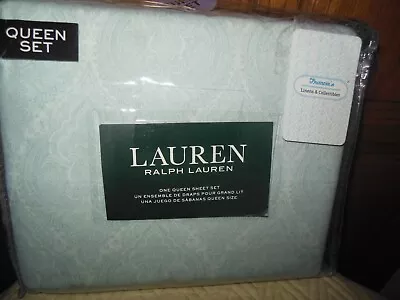 Ralph Lauren - Mint Light Green Medallion Queen Sheet Set - 4 Pc - Rare - New • $139