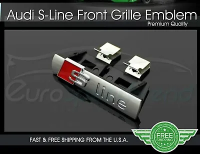 S LINE Grill Emblem For Audi A3 A4 A5 A6 A7 Q3 Q5 Q7 Front Hood Grille Badge • $34.90