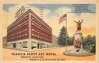 Frederick Maryland 1955 Postcard Francis Scott Key Hotel  • $5.45
