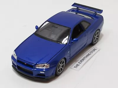 Welly Nissan Skyline Gt-r R34 Metallic Blue 1:24 New No Box Free Ship • $29.95