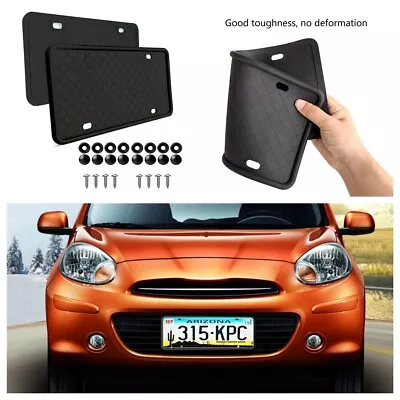 Universal Silicone License Plate Tag Holder Mounting Kit Front Rear Bracket 2pc • $25.85