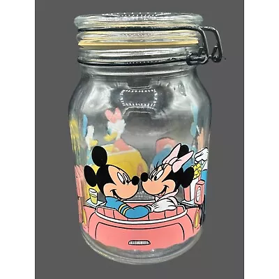 Vintage Walt Disney Mickey Minnie Mouse Donald Duck Goofy Glass Jar Cookie Jar 8 • $35