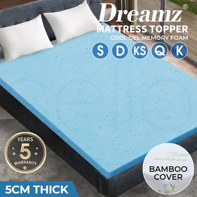 $119.99 • Buy DreamZ Mattress Topper Cool Gel Memory Foam Bamboo Cover Double Queen King Size