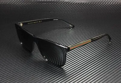 GUCCI GG0381S 007 Rectangular Sqr Black Crystal Black Grey 57mm Men's Sunglasses • $217.98