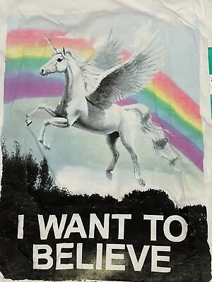 UNICORN AND RAINBOW I Want To Believe Tee~Men's Size XL  (46/48) NEW W/Tags • $7.40