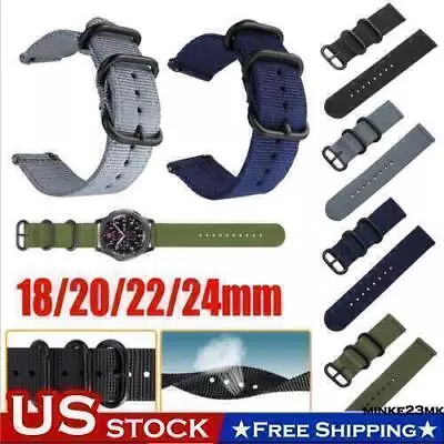 Woven Nylon Watch Band Sport Strap 18/22/20/24mm Military-Style Replacement USA • $8.90