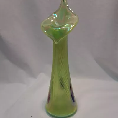11  Signed Igor Muller Czech Art Glass   Jack In Pulpit   Iridescent Vase • $139.99
