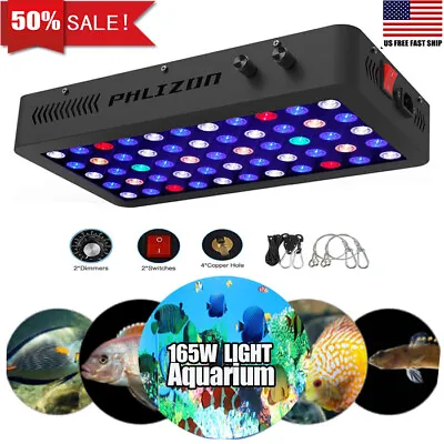 Phlizon 165W Dimmable Full Spectrum Aquarium LED Lights Fish Tank LED Reef Coral • $84.54