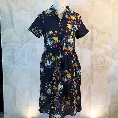 NWT Zaful Navy Blue Floral Dress Size 11 • $30
