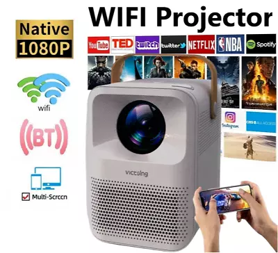 4K 1080P WiFi Bluetooth Mini LED Home Theater Projector Cinema Soundbox Speaker • $59.95