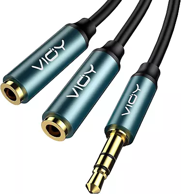 VIOY Headphone Splitter Double 3.5mm Headphone Jack Audio Splitter Cable Male 2 • £6.53