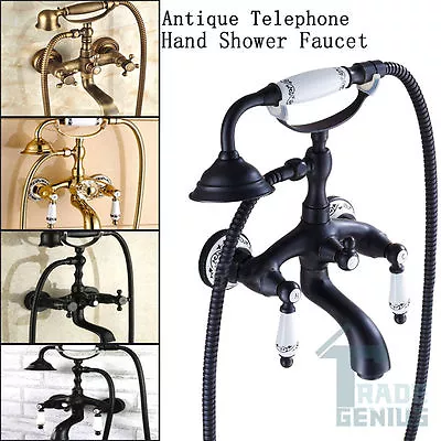 Bathroom Wall Mount Telephone Bathtub Tap Antique/Black /Gold Hand Shower Faucet • $92