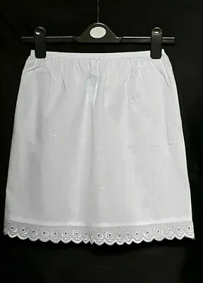 Ladies White Black Underskirt UK Size 4-20 Pure Cotton Half Slip 22  Waist Slip • £8.99