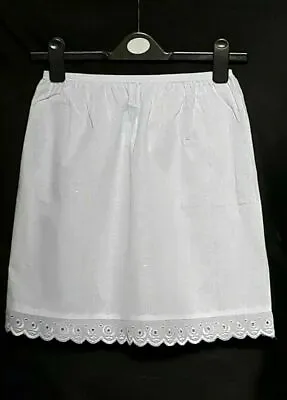 £6.64 • Buy Ladies White /Black Underskirt UK Size 6-20 Pure Cotton Half Slip 24  Waist Slip