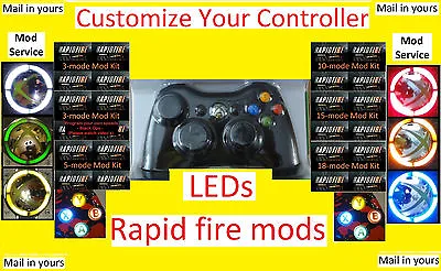$10 • Buy Mod Service - Mod Your X Box 360 Wireless Controller With LEDs And/or Rapid Fire