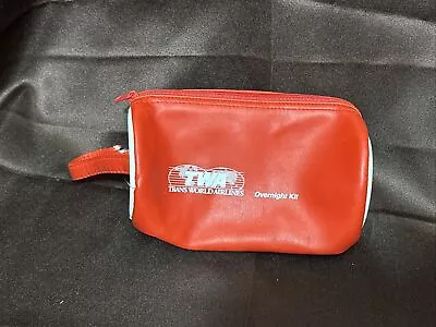 Vintage TWA Trans World Airlines Toiletry Overnight Kit Travel Red Duffle Bag • $10.98