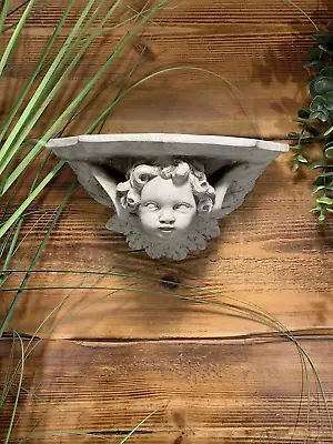 Stone Garden Cherub With Wings Wall Plaque Hanging Scone Shelf Ornament • £42.06