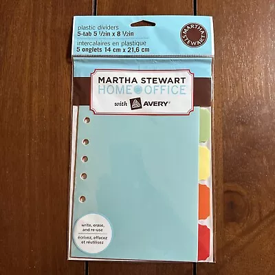 Martha Stewart Home Office W/Avery 5 Plastic 5-Tab Dividers 5  1/2” X 8 1/2” NEW • $14.95