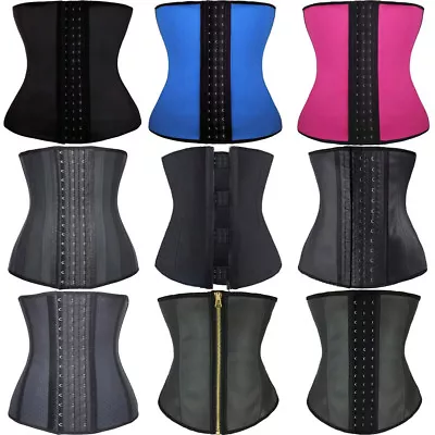 £14.89 • Buy UK 100% Latex Steel Boned Waist Training Trainer Cincher Corset Body Shaper Belt