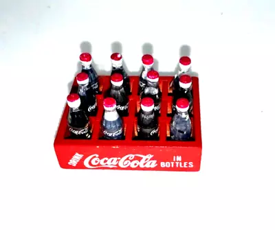 Vintage Miniature Wooden Coca Cola Crate With  12 Bottles • £9.63