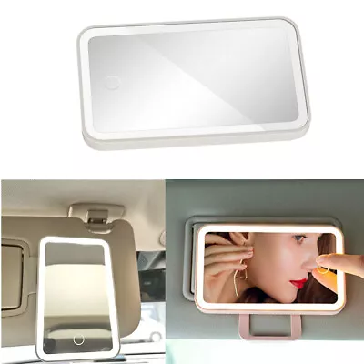 LED Lighted Car Sun Visor Vanity Makeup Mirror Clip On Rechargeable Universal • $12.50