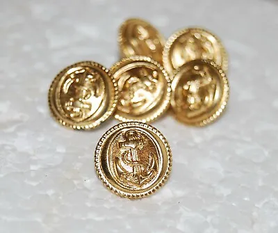 #123 Vintage Gold Metal Military Anchor Shank Cardigan Buttons X6 • £2.99