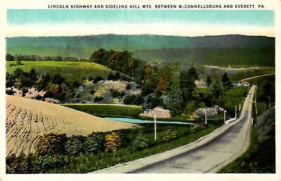 Lincoln Highway & Sideling Hill Mts McConnellsburg Pennsylvania Postcard • $0.99