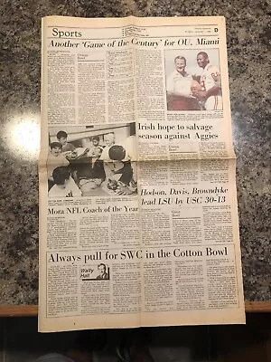 1988 Miami Hurricanes Vs Oklahoma Orange Bowl Preview Football Newspaper. • $14.99