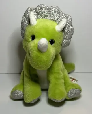 Frankford Green Triceratops Sparkly Grey Eyes Plush Dinosaur Stuffed Animal • $12.99