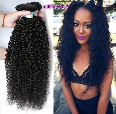 4 Bundles Peruvian Kinky Curly Wave Human Hair Virgin Weave Extensions 200g Weft • $39.87