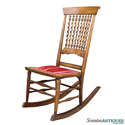 Antique Victorian Quartersawn Oak Barley Twist Rocking Chair • $550