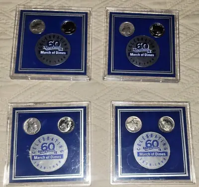 March Of Dimes 60th Anniversary 1938-S-P Mercury Dime 1998 Roosevelt Dime Nice! • $19.85