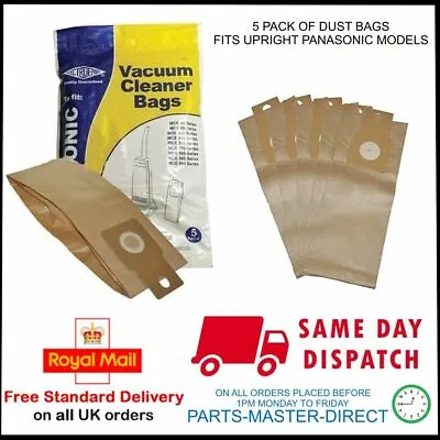Fits Panasonic Upright Models Vacuum Cleaner Dust Paper Hoover Bags U-2e U20e • £5.99