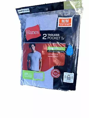 Hanes 2-Pack 2176P2 Men's ComfortSoft Tagless Pocket T-Shirts 38-40 Medium #8314 • $10.98