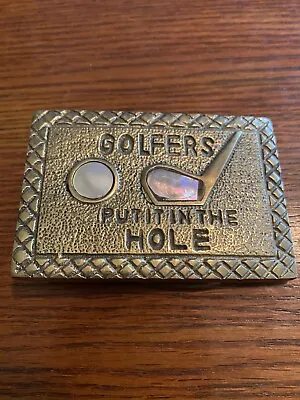 Golfers Put It In The Hole Belt Buckle W/ Abalone Inserts • $40