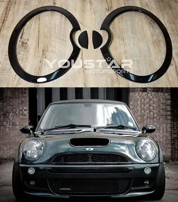 US STOCK GLOSS Black Headlight & Washer Trims For MINI Cooper S JCW R50 R52 R53 • $88.80