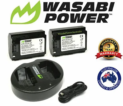 $129.95 • Buy NPFZ100 Battery Wasabi X2 & Dual USB Charger For Sony NP-FZ100,a9,a7R III,a7 III
