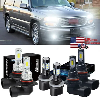 For GMC Yukon XL 2000-2006 6X Combo 6000K LED Headlight Hi-Lo Fog Light Bulbs • $34