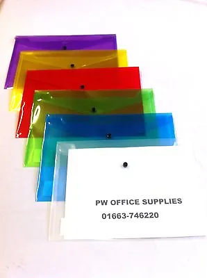 12 X  PLASTIC STUD DOCUMENT WALLETS FOLDERS POPPERS • £7.40