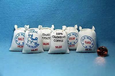 Dollhouse Miniature General Store Food Sacks For Farm House Set Of 6 IM66000 • $3.50