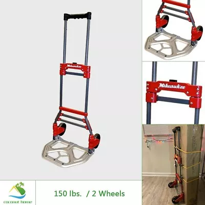 Milwaukee Fold-up Hand Truck Dolly 150 Lb. Capacity Moving Portable Extendable • $78.99