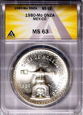 1980-Mo Un Peso Silver Plata MS 63 ANACS # 7577237 + Bonus • $57.99