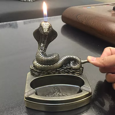 Snake Shape Novelty Cigarette Cigar Ashtray Ash Tray With Refillable Lighter • $16.99