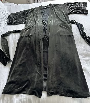 Toast Dark Green Silk Blend Velvet Full Length Robe Dressing Gown Size L-XL TEAR • £229.99