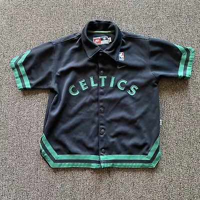 VINTAGE Boston Celtics Shirt Youth Small Black Nike Warmup Shooting Y2K • $35