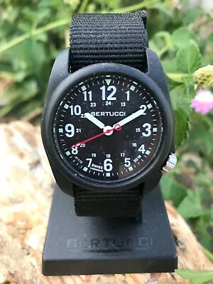 Bertucci DX3 Field Watch Blk Case Black Bezel Black Nylon Band Black Face 11015 • $65