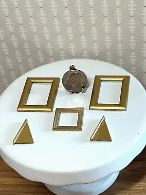 Dollhouse Miniature Jaquelines Lot Of 3 Gold Picture Frames W/2 Easel Backs 1:12 • $4.99