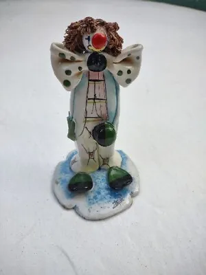 Signed Zampiva Clown Figurine Holding Hat Wearing A Giant Bow Tie • $17.50